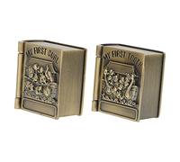 ibasenice Scatole Porta-lanugine e Primi Dentini Per Neonati, Contenitori in Metallo Flanella e Motivo Animali, Custodie Retrò Per Conservare Ricordi Di Crescita Del Bambino, Set Da 2 Pezzi