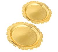ibasenice Set 2 Pezzi Vassoi Passover in Ferro Oro da 10 e 20cm Rilievi a Tema Gerusalemme, Decorativi e Funzionali per Seder Nights e Feste Tradizionali Ebraiche