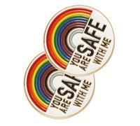 ibasenice Set 2 Spille Smaltate in Metallo You Are Safe With Me Colorate Spille da Bavero Decorative Resistenti Accessori per Abbigliamento e Cappelli