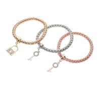 ibasenice Set 3 Braccialetti Elastici Ciondoli a Lucchetto, Catena Popcorn Multistrato in Cristallo, Accessori Donna Per Uso Quotidiano e Come Portachiavi Eleganti