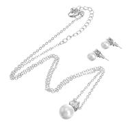 ibasenice Set 3pezzi Collana e Orecchini con Perle e Zirconi in Rame, Elegante e Fatto a Mano, per Occasioni Speciali come Pasqua e Feste