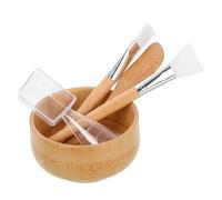 ibasenice Set 5 Ciotole in Bambù per Maschere Viso Spatola e Pennello, Kit Completo per Pulizia del Viso e Routine di Bellezza Casalinga, Strumenti per Uso Femminile