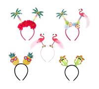 ibasenice Set 5 Pezzi Fasce per Chioma Estive in Plastico a Tema Esotico Design Creativo di Fenicottero, Ananas e Cactus, Comode e Resistenti per Festa Hawaiana e Spiaggia