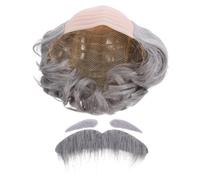 ibasenice Set Calotta Calva Uomo e Donna per Halloween con Barba Grigia e Sopracciglia Parrucca da Vecchio Realistica in Materiale Morbido Leggera e Riutilizzabile per Feste e Cosplay