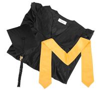 ibasenice Set Completo Abito da Laurea per 2024 Cappello e Stoletta Nera in Poliestere Elegante Cerniera Nascosta e Pieghe Centrali per Cerimonia di Laurea Elementare