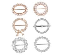 ibasenice Set da 6 Anelli per Sciarpa e Camicia da Donna in Metallo Strass, Chiusura Rotonda Decorativa per Magliette Oversize e Sciarpe Spesse, Accessori Eleganti per Valorizzare Vita