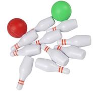 ibasenice Set da bowling in miniatura con 2 mini palline da bowling in plastica, per decorazione della casa delle bambole e giocattolo educativo per promuovere le abilità motorie e l'immaginazione