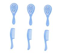 ibasenice Set di Pettini e Spazzole per Ragazzo Ragazza, 3 Set Blu in Pp e Nylon, Delicati e Non Deformabili, per Bagno e Pulizia Quotidiana