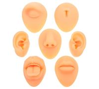 ibasenice Set Modelli Viso in Silicone Morbido per Pratica Piercing Lingua Artificiale Orecchio e Naso per Allenamento Professionale e Dimostrazione Educativa
