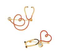 ibasenice Spilla Creativa e Distintivo del Dottore in Lega Cuore e Stetoscopio, Set da 2 Pezzi per Infermieri e Medici, Accessorio Elegante per Abbigliamento Professionale e Casual
