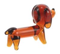 ibasenice Statuetta Bassotto in Vetro Soffiato, Mini, Marrone, Decorazione da Collezione, per Librerie e Giardini Fatati, per Amanti dei Cani