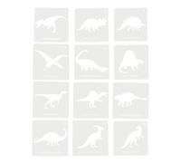 ibasenice Stencil di Pittura Murale Dinosauri 12 Pezzi in Plastica Riutilizzabile per Decorazioni Murali, Modelli di Disegno Cavi e Scrapbooking Creativi