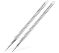 ibasenice Strumenti per Manicure Spingi Cuticole in Acciaio Inox 2 Pezzi Set per Rimozione Cuticole e Pulizia Unghie Punta Speciale Adatto a Nail Art e Pedicure