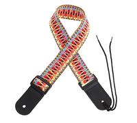 ibasenice Tracolla Resistente e Confortevole per Ukulele Regolabile in Cotone e Vera Pelle Lunghezza Adattabile Design Etnico per Spalle per Suonare Ovunque
