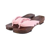 ibasenice Zoccoli Donna Estivi in Legno Giapponese con Tomaia in Traspirante Sandali Eleganti Flat con Suola Antiscivolo Scarpe Estive alla Moda per Shopping e Lavoro