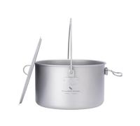 iBasingo Camping Titanium Pot 1950ml Hanging Stockpot Outdoor Pentole Bollitore Leggero Ciotola Escursionismo Utensili da Cucina Portatile Utensili da Viaggio Stoviglie Cottura Kit per 1-3 Persona