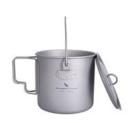 iBasingo Tazza in Titanio Vaso da Campeggio con Coperchio e Maniglia Pieghevole Pentole da Picnic per Picnic Ultraleggero da Esterno 300ml/420ml/600ml/750ml/900ml/1100ml/1250ml