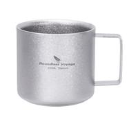 iBasingo Ti3052D - Tazza da caffè in titanio, 220 ml, a doppia parete, per caffè espresso, campeggio, viaggi, durevole, leggera, portatile, colore: argento cristallino