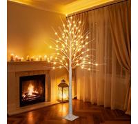 iBaycon Albero di betulla di Natale 72LED, luci artificiali preilluminate