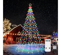 iBaycon Luci Di Natale per Esterni Con Stella,3,87 m x 16 Ghirlande,568 Luci a Led per Albero Di Natale con Telecomando,8 Modalità,Timer Dimmerabili,Multicolore Natalizia per Esterni Giardino Prato