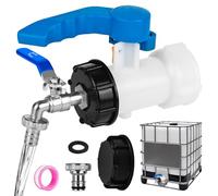 IBC Adattatore valvola a sfera, IBC Container rubinetto pieghevole DN40 62 mm, accessorio serbatoio IBC, rubinetto di scarico, con rubinetto da 3/4 pollici, rubinetto di intercettazione, rubinetto