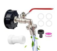 IBC Container Accessori,IBC Adattatore Rubinetto Giardino,Adattatore per Serbatoio Dell'acqua da 3/4" con Anelli di Tenuta,Tappo per Cisterna 1000 Litri, IBC Raccordo Rubinetto in Lega