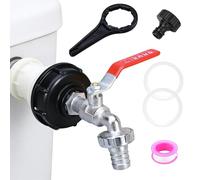 IBC Container Accessori, IBC Rubinetto di Scarico Set, mit Chiavi Tappo del Tamburo, Raccordo Cisterna 1000 Litri, Adattatore Rubinetto Pollici in Lega 1/2, per Cisternetta Serbatoio Acqua Piovana