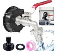 IBC, rubinetto di scarico, accessori per serbatoio dell'acqua da 1000 l, rubinetto con attacco da 3/4 pollici, adattatore IBC, accessorio per contenitore IBC 600/1000L, filettatura grossa S60x6