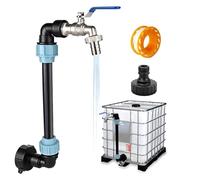 IBC Rubinetto di Scarico Collo di Cigno: IBC adattatore con rubinetto in ottone a collo di cigno 3/4" per cisterna acqua 1000 litri Serbatoio con Nastro Integrato y Connettore Rapido