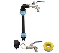 IBC Rubinetto in ottone da 3/4" per Serbatoio Acqua Piovana, Collo di Cigno Adattatore IBC, S60 × 6, Doppio Rubinetto, Adattatore Rubinetto, per Cisterna Acqua 1000 litri (IBC S60*6)