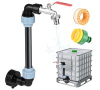 IBC Serbatoio a Collo di Cigno con Tubo di Prolunga da 25 cm, S60x6 3/4" Rubinetto Collo D'oca in Ottone Adatto per 1000L per Serbatoi di Acqua Piovana, per il Settore del Giardinaggio