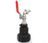 IBC Ton Joint Live Adapter con 1/2 valvola a sfera connettore in metallo per serbatoi IBC S60x6 utilizzato nella raccolta dell'acqua piovana e lavaggio auto (ottone)