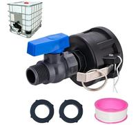 IBC Tote Adapter 2" Cam Lock a 3/4" filettatura maschio con guarnizione in gomma a prova di perdite e valvola di intercettazione per serbatoio IBC da 275330 galloni