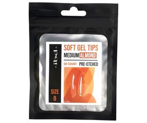 IBD Soft Gel Tip - Almond Med - 50 pezzi - Taglia 8 - Made in USA - Estensioni delle unghie solubili in acetone Premium - Punte trasparenti - Punta morbida in gel