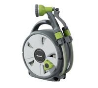 Ibegrif M22220 Avvolgitubo 10M con Pistola per Irrigazione 8 Modelli Regolabili, per camper, campeggio, caravan, Grigio