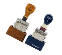 Ibely 2pcs Date Stamp Retro Wooden Handle Vintage Roller Stamp Carimbo Gift Seal Stamp for Scrapbook Diary