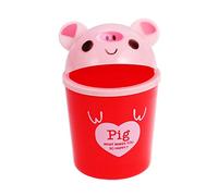 Ibely Desktop Trash Can Cartoon Animals Wastebasket Rubbish Storage Bin Mini Garbage Organizer (Rosy Pig)