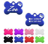 Ibera gifts - Medaglietta Cane Personalizzata a Forma di Osso, Targhetta Cane con Incisione per Cuccioli e Animali di Taglia Molto Piccola (Blu)