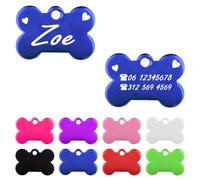 Ibera gifts - Medaglietta Cane Personalizzata a Forma di Osso, Targhetta Cane con Incisione per Cuccioli e Animali di Taglia Molto Piccola (Blu)