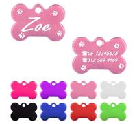 Ibera gifts - Medaglietta Cane Personalizzata a Forma di Osso, Targhetta Cane con Incisione per Cuccioli e Animali di Taglia Molto Piccola (Rosa)