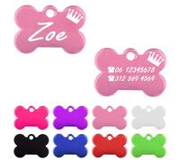 Ibera gifts - Medaglietta Cane Personalizzata a Forma di Osso, Targhetta Cane con Incisione per Cuccioli e Animali di Taglia Molto Piccola (Rosa)