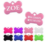 Ibera gifts - Medaglietta Cane Personalizzata a Forma di Osso, Targhetta Cane con Incisione per Cuccioli e Animali di Taglia Molto Piccola (Rosa)