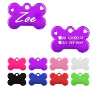 Ibera gifts - Medaglietta Cane Personalizzata a Forma di Osso, Targhetta Cane con Incisione per Cuccioli e Animali di Taglia Molto Piccola (Lilla)