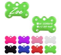 Ibera gifts - Medaglietta Cane Personalizzata a Forma di Osso, Targhetta Cane con Incisione per Cuccioli e Animali di Taglia Molto Piccola (Verde)