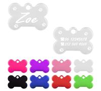 Ibera gifts - Medaglietta Cane Personalizzata a Forma di Osso, Targhetta Cane con Incisione per Cuccioli e Animali di Taglia Molto Piccola (Argento)