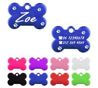 Ibera gifts - Medaglietta Cane Personalizzata a Forma di Osso, Targhetta Cane con Incisione per Cuccioli e Animali di Taglia Molto Piccola (Blu)