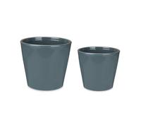 E_0002_S3622846 Ibergarden Set di Vasi 2 Pezzi Ø 22 cm Ø 28 cm Antracite Argilla