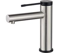 Ibergrif Luna, Miscelatore Lavabo, Rubinetto Bagno, Nichel Spazzolato, Grigio, S
