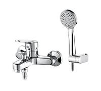 Ibergrif M13050 Rubinetto Miscelatore per Vasca da Bagno con 3 Modalità Sistema Doccia a Pioggia con Flessibile Doccia 180 cm e Bocchetta Allunga (40 cm) Rubinetto Doccia con Supporto Doccia