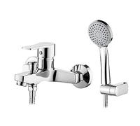 Ibergrif M13057 Rubinetto Miscelatore per Doccia e Vasca, Rubinetto Miscelatore Vasca da Bagno con Soffione Doccia, Sistema Doccia a Parete Con Regolabile Supporto e Tubo da 150cm